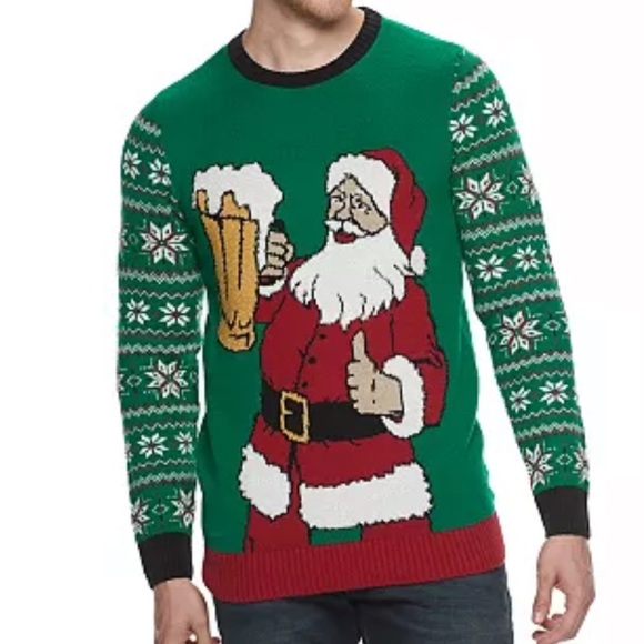 Ugly Christmas Sweater Other - Ugly Christmas Sweater | Beer Santa Clause Long Sleeve Crewneck Sweater NWT M